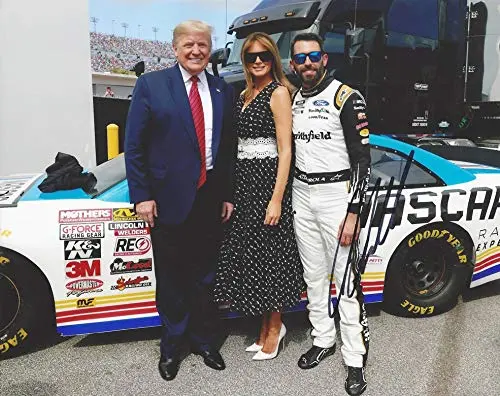 Autographed 2020 Aric Almirola #10 Smithfield Racing President Trump Appearance (Daytona 500 Great American Race) Nascar Cup Series Signed Collectible Picture 8X10 Inch Glossy Photo With Coa 1