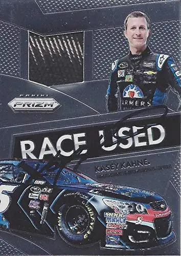 Autographed Kasey Kahne 2016 Panini Prizm Racing Race-Used Tire (#5 Farmers Insurance) Hendrick Motorsports Chrome Insert Signed Nascar Collectible Trading Card With Coa 1