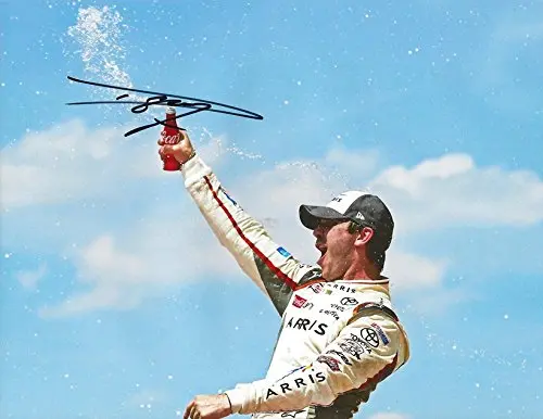 Autographed 2016 Daniel Suarez #19 Arris Team Michigan Race Win (Victory Celebration) Xfinity Series Joe Gibbs Racing Signed Collectible Picture Nascar 9X11 Inch Glossy Photo With Coa 1