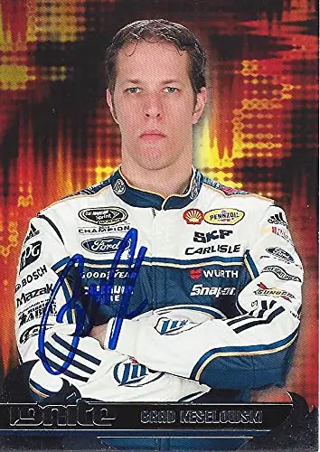 Autographed Brad Keselowski 2014 Press Pass American Thunder (#2 Miller Lite Racing) Team Penske Sprint Cup Series Signed Collectible Nascar Trading Card With Coa 1