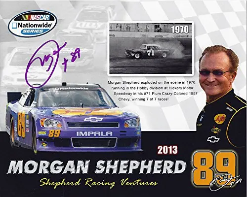 Autographed 2013 Morgan Shepherd #89 Nascar Nationwide Series 8X10 Driver Hero Card W/Coa 1