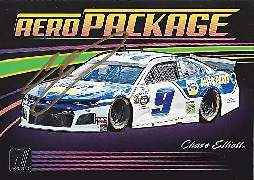 Autographed Chase Elliott 2020 Panini Donruss Racing Aero Package (#9 Napa Driver) Hendrick Motorsports Insert Signed Collectible Nascar Trading Card With Coa 1