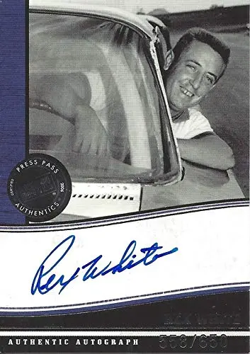 Autographed Rex White 2006 Press Pass Legends Racing Certified Signature (On-Card Autograph Blue Ink) Vintage Driver Signed Collectible Nascar Trading Card #558/650 1