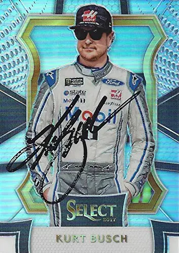 Autographed Kurt Busch 2017 Panini Select Racing Grandstand Prizm Insert Signed Nascar Collectible Trading Card With Coa 1
