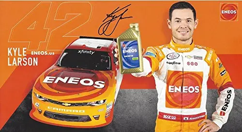 Autographed 2017 Kyle Larson #42 Eneos Camaro Racing (Ganassi Team) Xfinity Series Signed Collectible Picture Nascar Hero Card Photo With Coa 1
