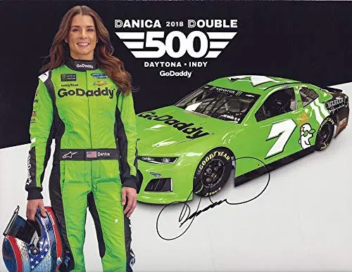 Autographed 2018 Danica Patrick #7 Godaddy Racing Danica Double Daytona 500 Car (Final Ride) Monster Energy Cup Series Signed Collectible Picture Nascar 9X11 Inch Hero Card Photo With Coa 1