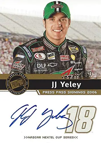 Autographed J.J. Yeley 2006 Press Pass Signings Racing (Authentic Signature) #18 Interstate Batteries Gibbs Team Nextel Cup Series Signed Collectible Nascar Trading Card 1
