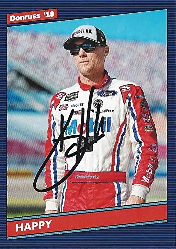 Autographed Kevin Harvick 2019 Panini Donruss Racing Happy (#4 Mobil 1 Team) Monster Cup Series Stewart-Haas Racing Signed Nascar Collectible Trading Card With Coa 1
