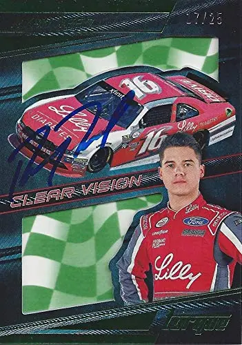 Autographed Ryan Reed 2017 Panini Torque Racing Clear Vision (#16 Lilly Roush Team) Rare Green Parallel Insert Signed Nascar Collectible Trading Card With Coa #17/25 1