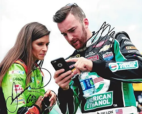 2X Autographed Danica Patrick & Austin Dillon 2015 Pre-Race Pit Road Talk 8X10 Inch Signed Nascar Glossy Photo With Coa 1