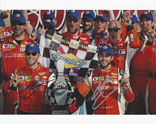 2X Autographed 2018 Chase Elliott & Alan Gustafson #9 Watkins Glen First Race Win (Victory Lane) Dual Signed Picture 8X10 Nascar Glossy Photo With Coa 1
