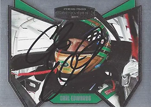 Autographed Carl Edwards 2011 Press Pass Stealth Racing Cockpit (#99 Scotts Team) Roush-Fenway Sprint Cup Series Signed Nascar Collectible Trading Card With Coa 1