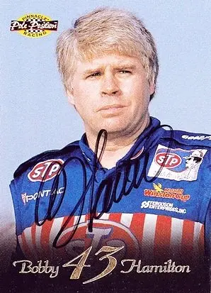 Autographed Bobby Hamilton 1996 Pinnacle Pole Position #43 Stp Legend Card 1