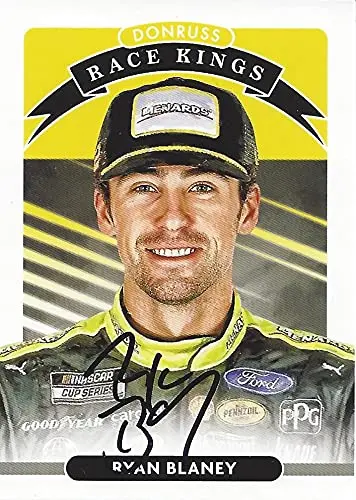 Autographed Ryan Blaney 2021 Panini Donruss Racing Race Kings (#12 Menards) Team Penske Nascar Cup Series Signed Collectible Trading Card With Coa 1