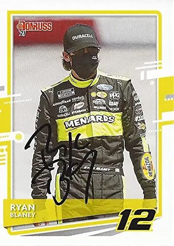 Autographed Ryan Blaney 2021 Panini Donruss Racing (#12 Menards) Team Penske Nascar Cup Series Signed Collectible Trading Card With Coa 1