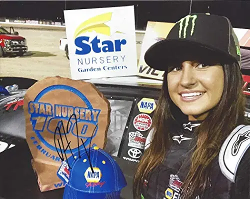 Autographed 2019 Hailie Deegan #19 Monster Energy Racing Las Vegas Dirt Track Win (Victory Lane Selfie) K&N Pro Series West Signed Collectible Picture 8X10 Inch Nascar Glossy Photo With Coa 1