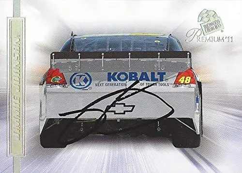 Autographed Jimmie Johnson 2011 Press Pass Premium Racing Draft Pick (#48 Kobalt Tools Team) Hendrick Motorsports Signed Nascar Collectible Trading Card With Coa 1