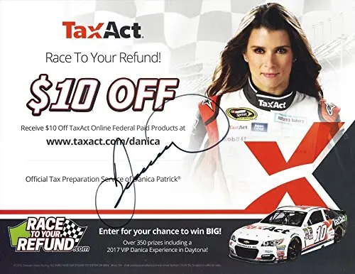 Autographed 2017 Danica Patrick #10 Tax Act Chevrolet Racing (Stewart-Haas Team) Monster Energy Cup Series Signed Collectible Picture Nascar 9X11 Inch Hero Card Photo With Coa 1