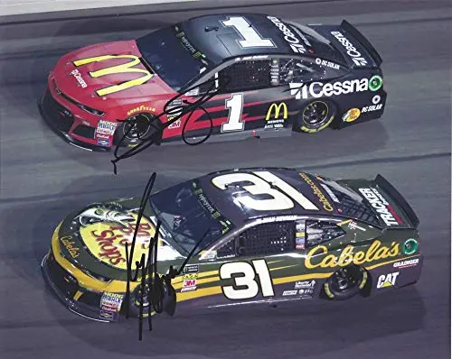 2X Autographed Ryan Newman & Jamie Mcmurray 2018 On-Track Racing (#31 Bass Pro Shops / #1 Mcdonalds) Monster Cup Series Dual Signed Collectible Picture Nascar 8X10 Inch Glossy Photo With Coa 1