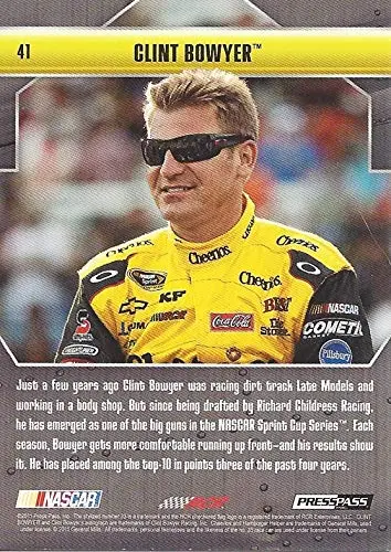 Autographed Clint Bowyer 2011 Press Pass Stealth Racing (#33 Cheerios Team) Rcr Sprint Cup Series Signed Nascar Collectible Trading Card With Coa 2