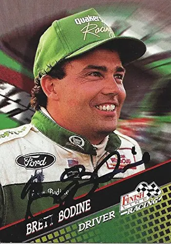 Autographed Brett Bodine 1994 Finish Line Racing (#26 Quaker State Ford) Winston Cup Series Vintage Signed Nascar Collectible Trading Card With Coa 1