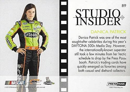 Autographed Danica Patrick 2011 Press Pass Premium Racing Studio Insider (#7 Godaddy Team) Nationwide Series Jr Motorsports Signed Collectible Nascar Trading Card With Coa 2