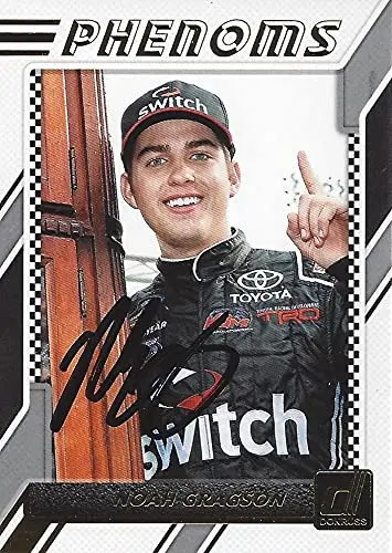 Autographed Noah Gragson 2018 Panini Donruss Racing Phenoms (#18 Kyle Busch Motorsports Driver) Truck Series Rookie Insert Signed Nascar Collectible Trading Card With Coa 1