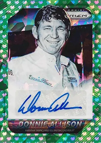 Donnie Allison 2016 Panini Prizm Racing (Hawaian Tropic Team) Nascar Legend Autograph Green Parallel Insert Collectible Nascar Trading Card (#77 Of 99) 1