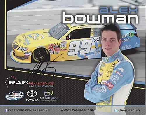 Autographed 2013 Alex Bowman #99 School Tipline Toyota Team (Rab Racing With Brack Maggard) Nationwide Series Rare Signed Collectible Picture Nascar 8X10 Inch Hero Card Photo With Coa 1