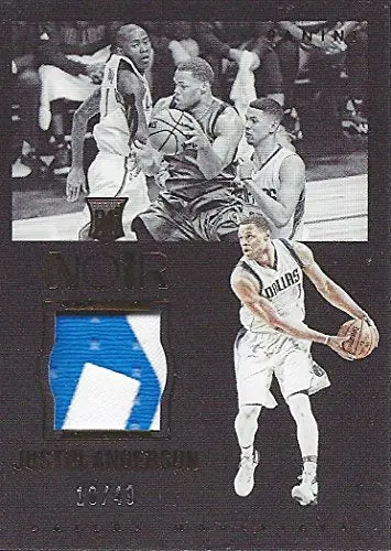 Justin Anderson 2015-16 Panini Noir Basketball Game Worn Jersey (2-Color Prime Patch) Dallas Mavericks Team Insert Nba Collectible Trading Card (#10 Of 49) 1