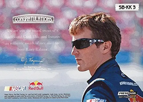 Autographed Kasey Kahne 2011 Press Pass Racing Eclipse Spellbound (Letter H) Race-Used Tire (#4 Red Bull Team) Red Parallel Insert Signed Nascar Trading Card With Coa (#065 Of 100) 2
