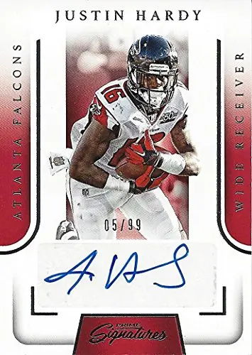 Justin Hardy 2016 Panini Prime Signatures Football Rookie Autograph (Atlanta Falcons Super Bowl Team) Signed Insert Nfl Collectible Football Trading Card #05/99 1