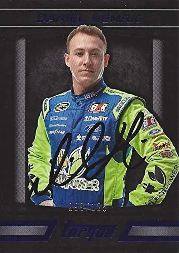 Autographed Daniel Hemric 2016 Panini Torque Racing (Camping World Truck Series) Brad Keselowski Racing Ford Cleanpower Insert Signed Nascar Collectible Trading Card With Coa #099/125 1