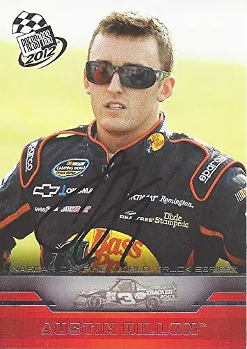 Autographed Austin Dillon 2012 Press Pass Racing (#3 Bass Pro Shops) Rcr Team Camping World Truck Series Signed Nascar Collectible Trading Card With Coa 1