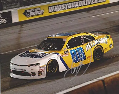 Autographed 2018 Dale Earnhardt Jr. #8 Hellmanns Car Richmond Race On-Track Racing (Xfinity Series) Jr Motorsports Signed Collectible Picture 8X10 Inch Nascar Glossy Photo With Coa 1