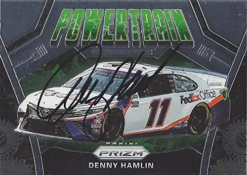 Autographed Denny Hamlin 2020 Panini Prizm Powertrain (#11 Fedex Team) Joe Gibbs Racing Nascar Cup Series Insert Signed Collectible Trading Card With Coa 1