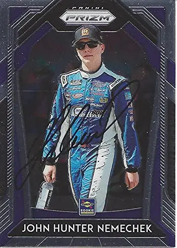 Autographed John Hunter Nemechek 2020 Panini Prizm Racing Rookie Season (#38 Front Row Motorsports Driver) Nascar Cup Series Chrome Signed Collectible Trading Card With Coa 1
