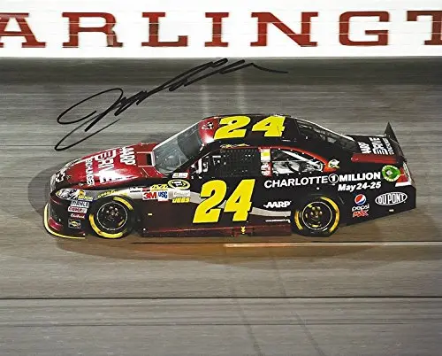 Autographed Jeff Gordon #24 Aarp/Drive To End Hunger Team Darlington Raceway (On-Track Racing) Hendrick Motorsports Signed Collectible Picture Nascar 8X10 Inch Glossy Photo With Coa 1