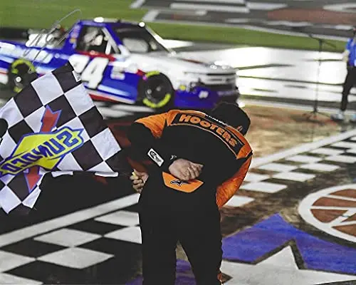 Autographed 2020 Chase Elliott #24 Iracing Team Charlotte Truck Race Win (Kyle Busch Bounty) Checkered Flag Signed Picture 8X10 Inch Glossy Photo With Coa 1