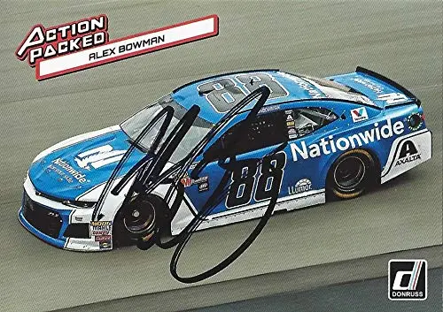 Autographed Alex Bowman 2019 Panini Donruss Racing Action Packed (#88 Nationwide Team) Hendrick Motorsports Monster Cup Series Signed Collectible Nascar Trading Card With Coa 1