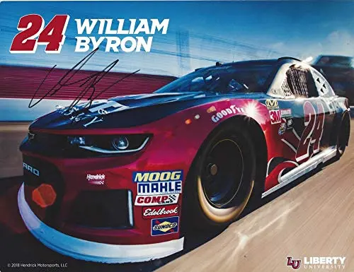 Autographed 2018 William Byron #24 Liberty University Racing (Hendrick Motorsports Camaro) Monster Energy Cup Series Signed Picture 9X11 Inch Nascar Hero Card Photo With Coa 1