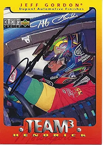 Autographed Jeff Gordon 1996 Collectors Choice Racing Team 3 (#24 Dupont Rainbow Warrior) Hendrick Motorsports Vintage Signed Collectible Nascar Trading Card With Coa 1