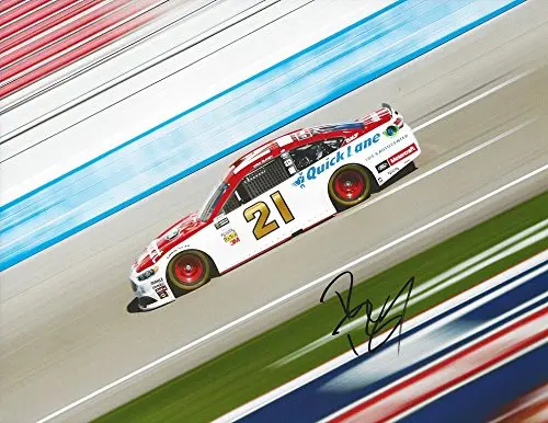 Autographed 2017 Ryan Blaney #21 Motorcraft Team (Wood Brothers Racing) Monster Energy Cup Series Car Signed Collectible Picture Nascar 9X11 Inch Glossy Photo With Coa 1