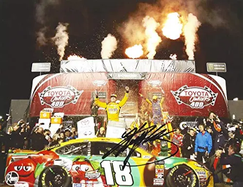 Autographed 2018 Kyle Busch #18 M&Ms Racing Richmond Race Win (Toyota Owners 400) Victory Lane Celebration Monster Energy Cup Series Signed Collectible Picture Nascar 9X11 Inch Glossy Photo With Coa 1