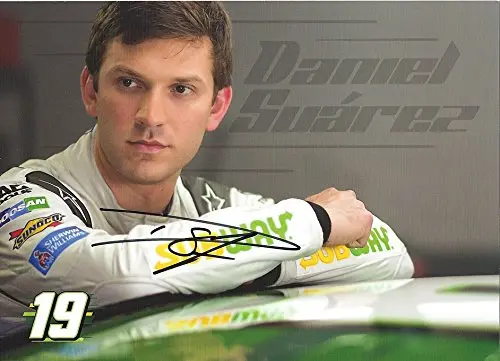 Autographed 2017 Daniel Suarez #19 Subway Racing (Joe Gibbs Team) Monster Energy Cup Series Signed Collectible Picture Nascar 7X9 Inch Hero Card Photo With Coa 1