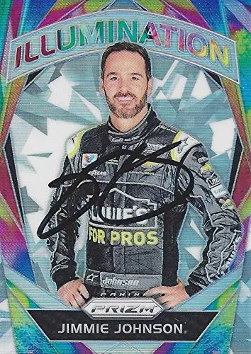 Autographed Jimmie Johnson 2018 Panini Prizm Racing Illumination (#48 Lowes For Pros Team) Hendrick Motorsports Insert Signed Nascar Collectible Trading Card With Coa 1