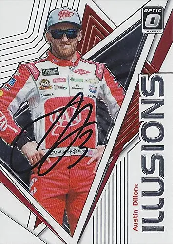 Autographed Austin Dillon 2020 Panini Donruss Optic Illusions (#3 Aaa Team) Richard Childress Racing Insert Signed Nascar Collectible Trading Card With Coa 1