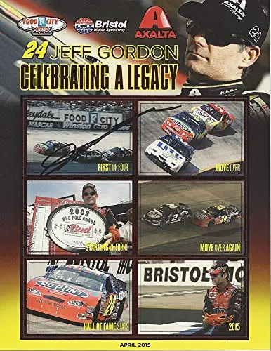 Autographed 2015 Jeff Gordon #24 Axalta Bristol Celebrating A Legacy (Career Highlights) Final Season Rare Exclusive Promo Signed Collectible Picture 9X11 Inch Nascar Hero Card Photo With Coa 1