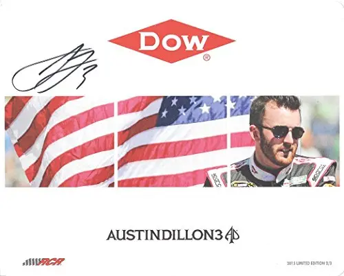 Autographed 2015 Austin Dillon #3 Dow Racing American Flag (Childress) Sprint Cup Series 8X10 Signed Picture Nascar Hero Card With Coa 1