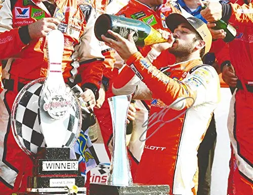 Autographed 2018 Chase Elliott #9 Sun Energy Racing Watkins Glen First Win (Victory Lane Champagne Chug) Hendrick Motorsports Monster Energy Cup Series Signed Picture 9X11 Inch Nascar Photo With Coa 1